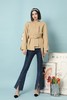 Le Malene 卡其色简约气质款圆领腰带外套 15636 商品缩略图1