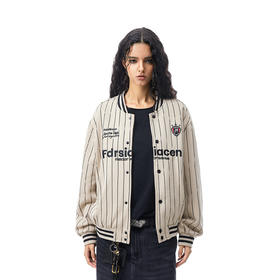 FDR官方店 美式条纹棒球服外套男女秋冬季复古运动情侣装上衣夹克