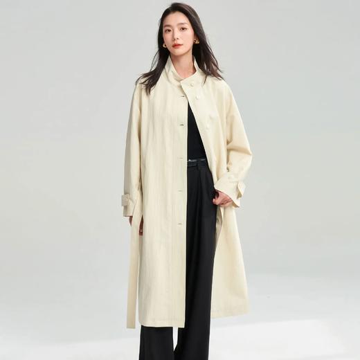 【高货sh】全新升级【铂金会员441/天猫599/差价158】(84026) 洛诗琳25春极简英伦风单排扣立领高级感气质长款风衣 商品图0