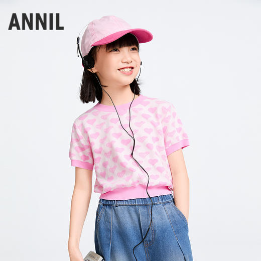 女童圆领短袖针织毛衫夏季新款安奈儿童装实体店同款AG514543 商品图2