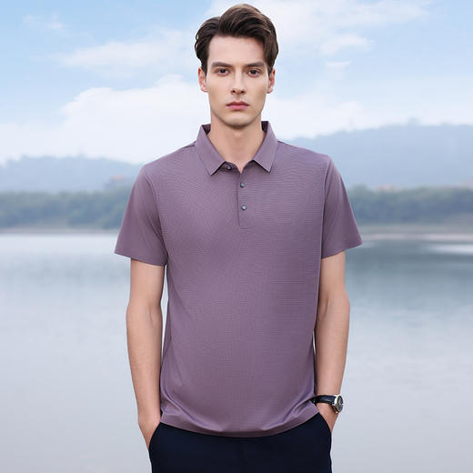 【冰丝】【DKP】大依优型大码Polo衫弹力凉感翻领T恤轻奢休闲纯色短袖男宽松T恤上衣胖子 商品图2