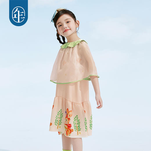 年衣童装女童连衣裙披肩2025春夏新款中式国风果酱邦尼披肩裙 商品图3