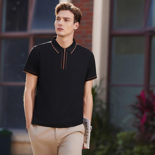 【拉链领】【冰丝】【DKP】大依优型大码Polo衫弹力凉感翻领T恤轻奢休闲纯色短袖男宽松T恤上衣胖子 商品图7