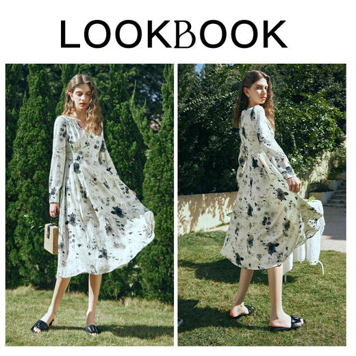 OLrain欧芮儿法式连衣裙女早春2024年新款优雅气质印花茶歇裙 商品图3