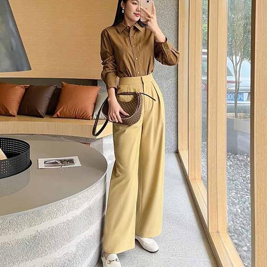 顺丰包邮洛诗琳85729春季新款立裁高腰显瘦褶皱阔腿西装裤11180 商品图1