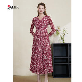 司歌雪纺v领长袖收腰连衣裙EA901375X