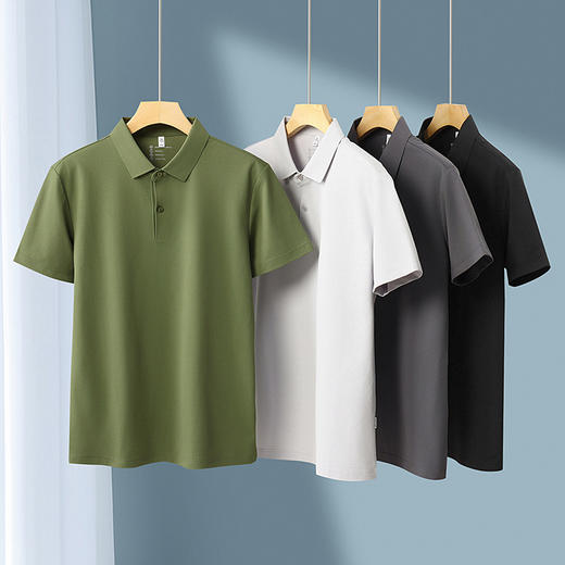 【索罗娜】【DKP】大依优型大码Polo衫冰丝弹力凉感翻领T恤轻奢休闲纯色短袖男宽松T恤上衣胖子 商品图3