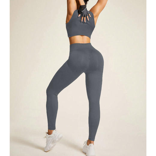 跃牌【安琪拉系列】瑜伽服套装圆领美胸背心收腹弹力塑身衣性感翘臀运动健身服1637 商品图1