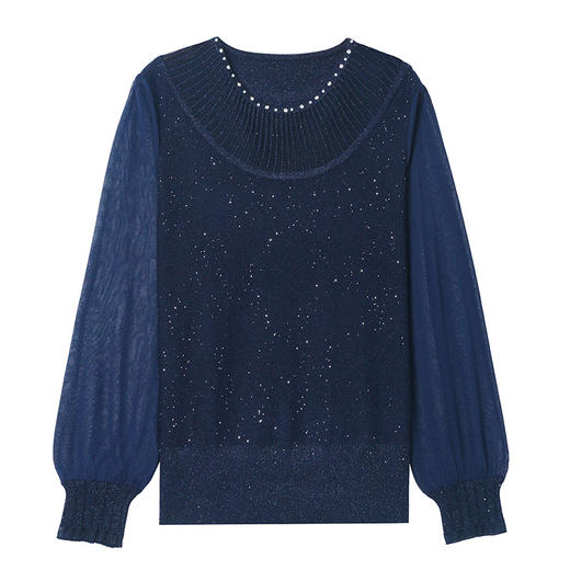 CC-28-1337蕾丝拼接设计感休闲百搭羊毛针织衫2025年春秋季新款时髦洋气上衣 商品图4