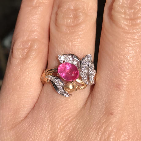 1.29ct无烧复古明艳粉蓝宝戒指 商品图1