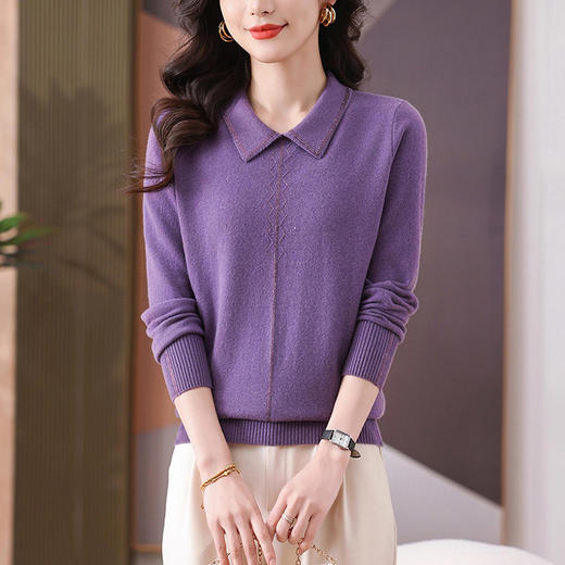 CC-101-56735娃娃翻领针织衫女士2025春秋季新款洋气内搭打底显瘦上衣 商品图0