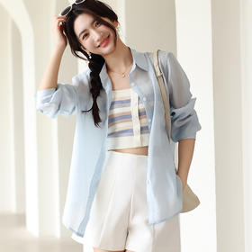 【兰精天丝春夏衬衫】女新款外穿冰凉感防晒服开衫轻薄纽扣莱赛尔外套
