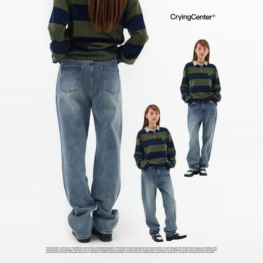 CryingCenter 复古做旧水洗紧身直筒牛仔裤长裤 哭喊中心 商品图1