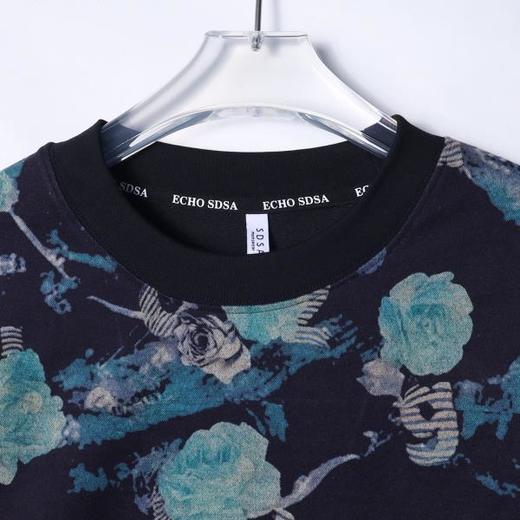 T2305夏季新款时尚个性美式字母玫瑰圆领长袖T恤百搭潮流宽松套头上衣 商品图2