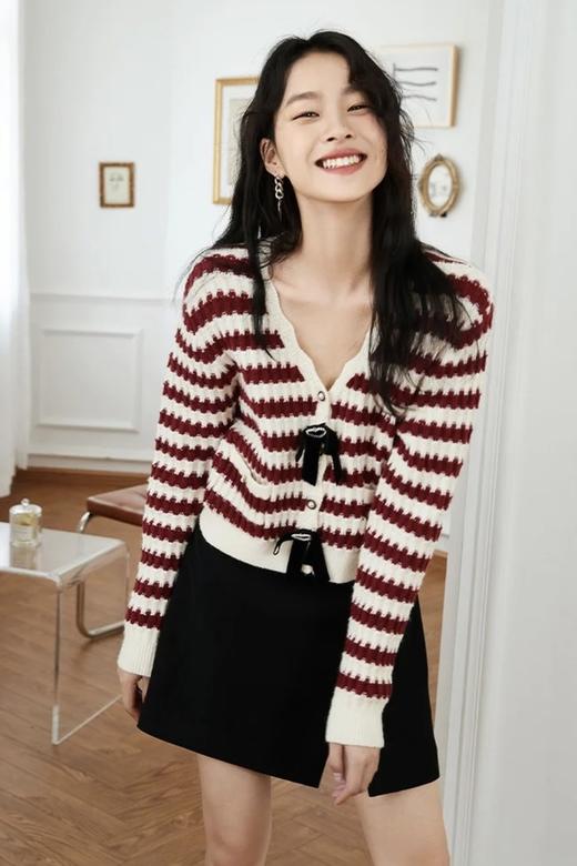 ONE MORE文墨 甜美宽松针织蝴蝶结开衫 15415 商品图2