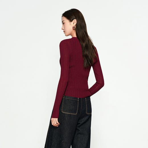 NEELLY纳俪商场同款春季新款圆领纯色针织衫女修身毛衣百搭开衫N25031A01118 商品图2