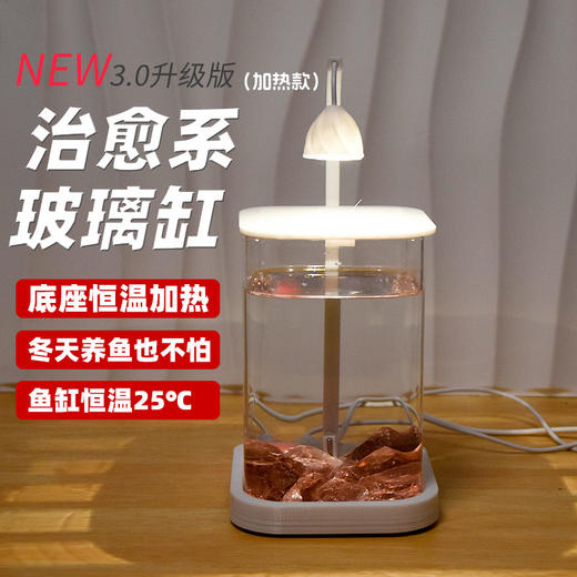 【恒温加热！高透玻璃！】鱼专用缸 高透小型 懒人造景 玻璃桌面专用鱼缸 恒温加热鱼缸 网红礼物-QQ 商品图1