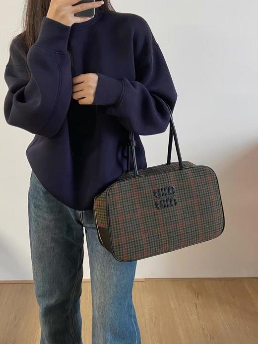 缪缪“快闪店”限定千鸟格保龄球包千鸟格毛呢质感厚实的嘞（HH） 商品图4