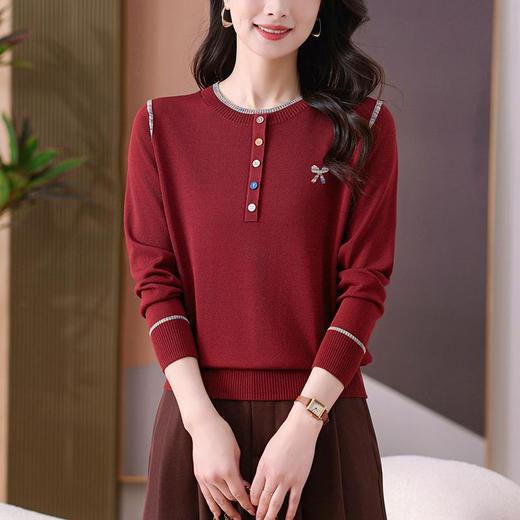 CC-101-56260早春设计感圆领薄款针织衫女2025春季新款好看洋气长袖打底上衣女 商品图1