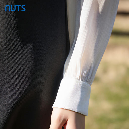 NUTS春季新品时尚撞色方领气质百搭通勤长袖连衣裙5121007A1 商品图4