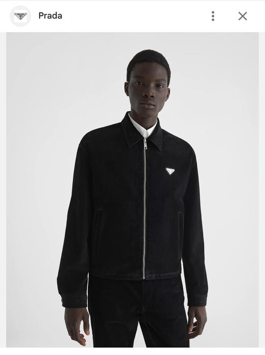 P.R.D 水洗黑色斜纹牛仔布翻领拉链夹克外套WT826 商品图2