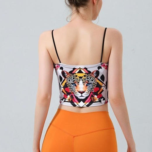 【126元任选2件】跃牌【漫西】系列 新款豹纹印花背心性感运动文胸内衣健身裤瑜伽服套装Y131 商品图2