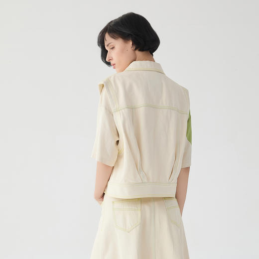 谜底牛仔马夹女2025春季新品复古简约翻领马甲外套无袖251MM0096 商品图2