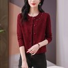 CC-101-56280时尚圆领钉珠针织开衫女短款春装2025新款宽松单排扣显瘦毛衣外套 商品缩略图0