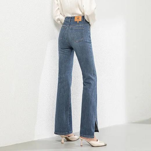 【高货rg】全新升级【铂金会员165/天猫219/差价54】(83554) 洛诗琳镶钻牛仔裤25春季高腰弹力不规则开叉脚口微喇叭裤 商品图3