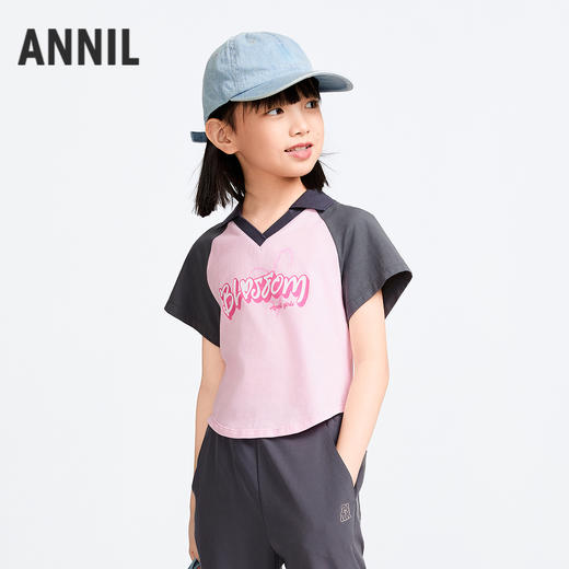 女童翻领短袖POLO衫夏季新款安奈儿童装实体店同款AG511583 商品图0