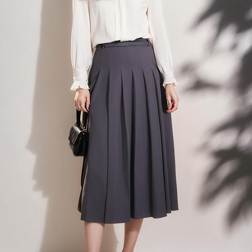 奢姿大码女装2025春季简约半松紧时尚半身裙胖妹妹减龄百褶裙子9951492954 商品图3