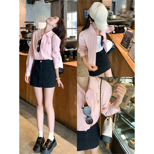 <曾小咸推荐>4.9现货秒杀 ！微信超特价！字母绣花翻领长袖衬衫 日常159.99 立减80 秒杀79.99！！ 商品图2