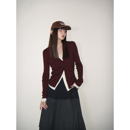 UMILAB【春颂】天丝羊毛软糯亲肤 抗起球撞色假两件针织衫BM852W 商品图3