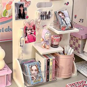 【新款桌面洞洞板，书桌神器！】桌面洞洞板 ins小卡展示架 书桌改造工位收纳神器  宿舍隔板小置物架-QQ