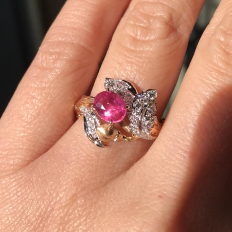1.29ct无烧复古明艳粉蓝宝戒指 商品图3