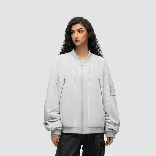 FDR 国潮美式拉链结构飞行夹克外套男女春秋季高街情侣上衣棒球服 商品图0