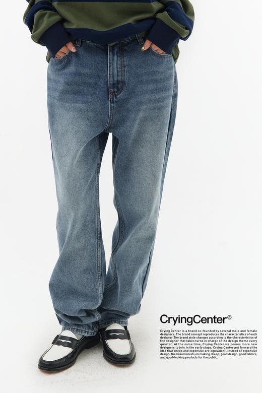 CryingCenter 复古做旧水洗紧身直筒牛仔裤长裤 哭喊中心 商品图4