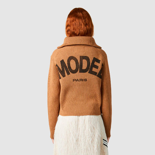 PHILIPPE MODEL 女士字母徽标印花混纺羊毛半拉链针织衫 棕色 SWCD MR35 60 商品图2