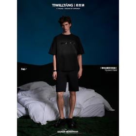 启世录TIWILLTANG“雾影渐浸”喷色油墨印花圆领短袖t恤