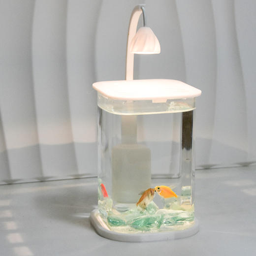 【新款斗鱼专用缸，高透玻璃桌面鱼缸】斗鱼专用缸 高透小型 懒人造景玻璃 桌面专用鱼缸 宿舍小夜灯 网红礼物-QQ 商品图3