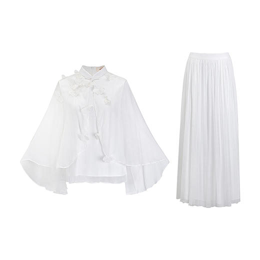 【林栖设计小店】桑蚕丝套装蝴蝶钉花新中式2025春季新品花仙子两件套女1951084 商品图4