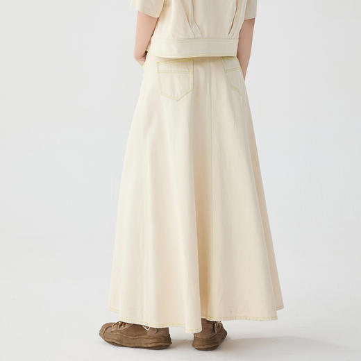 谜底牛仔半身裙2025春季新品复古百搭高腰A字型长款半裙251MB0062 商品图2