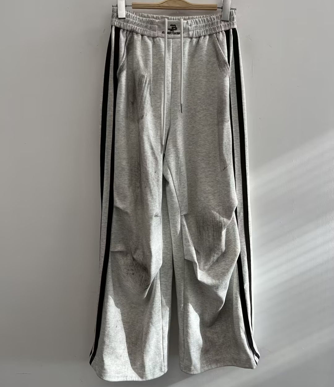 MZ橡筋抽绳织带宽松针织长裤（灰）冬季244010570321