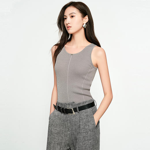 NEELLY纳俪商场同款春新款甜辣肌理吊带针织衫女时尚百搭修身背心N25031A01115 商品图2