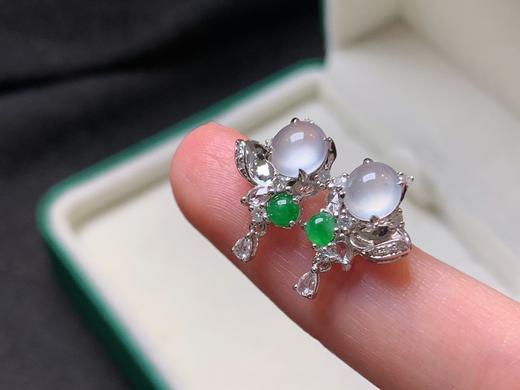 蛋面翡翠耳钉 商品图0