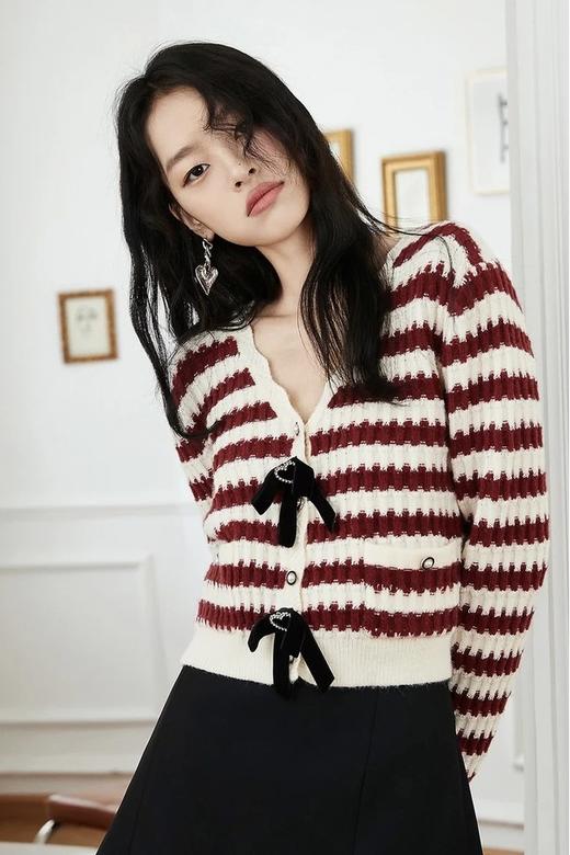 ONE MORE文墨 甜美宽松针织蝴蝶结开衫 15415 商品图3