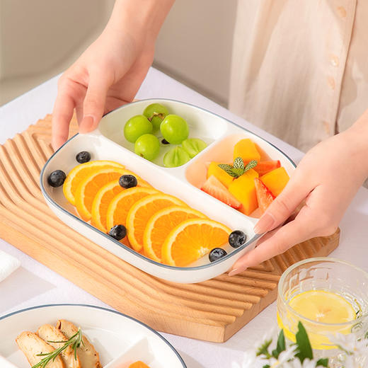 【摩登分餐盘】陶瓷早餐分格餐盘儿童家用可爱宝宝一人食餐具大人减脂盘子 商品图5