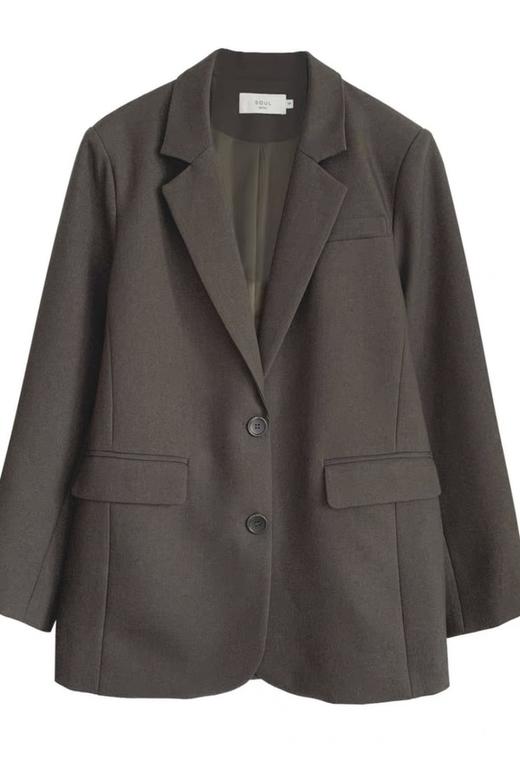 LNNNS 翻领垫肩简约咖色西装外套 15464 商品图5