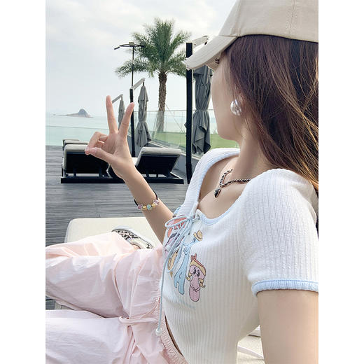 <曾小咸推荐>4.12现货秒杀 ！微信超特价！彩色字母印花系带短袖T恤 日常119.99 立减60 秒杀59.99！！ 商品图2