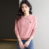 CC-101-82057娃娃翻领针织长袖t恤女士2025春秋季新款洋气拉链打底衫刺绣上衣T 商品缩略图2